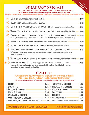 Sylvia's Cafe - Ellsworth's Breakfast Restaurant near Bar Harbor & Acadia Park